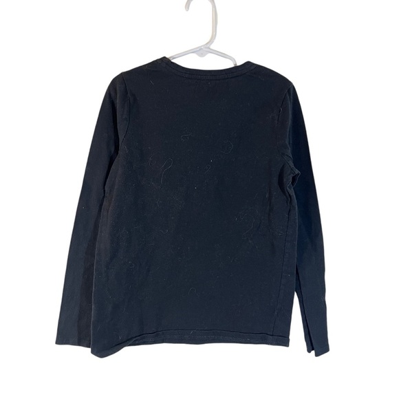 Cat & Jack Girls Plain Black Long Sleeve T Shirt Medium 7/8 Knit Crewneck Basic - Picture 2 of 3
